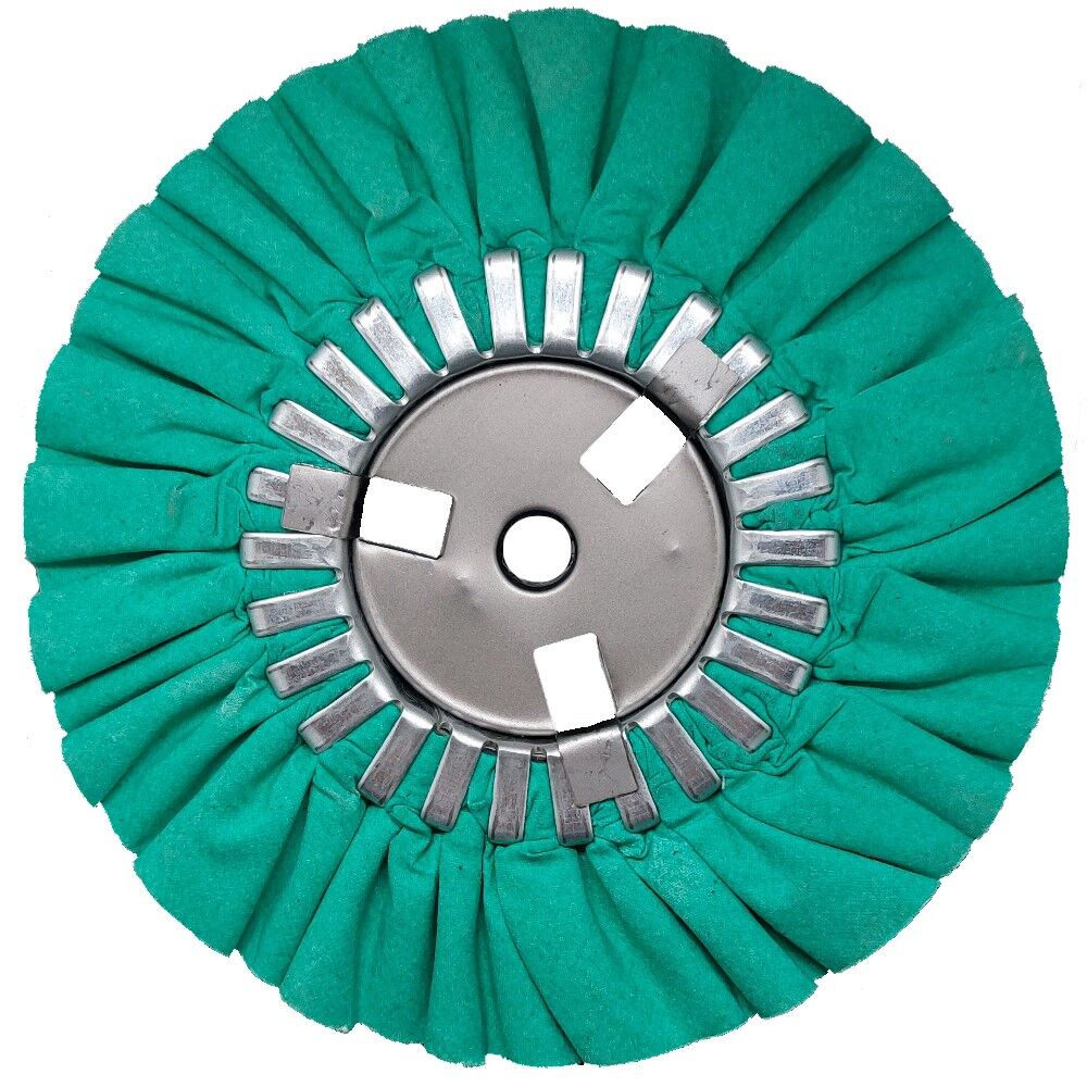 8" Green Airway Buffing Wheel, 5/8" Arbour - Image 1