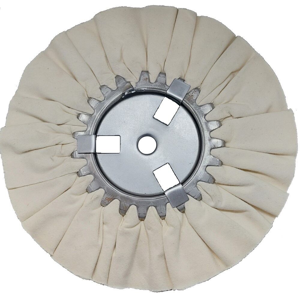 8" White Airway Buffing Wheel, 5/8" Arbour - Image 1